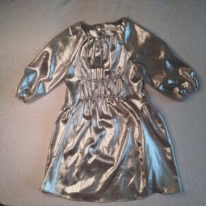 Zara Kids Girls Metallic Gold Long Sleeve Party Dress Size 13-14‎ 164cm Shimmer